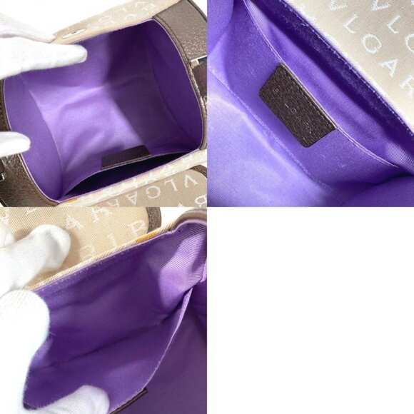 Bvlgari Handbag B.zero1 Drum Leather Canvas Beige - Picture 9 of 9